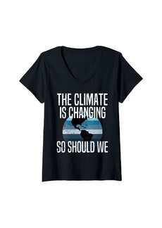 Chloé Womens Climate Change Activism Motivational Quote V-Neck T-Shirt