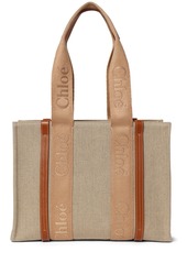 Chloé Woody Embroidered Linen Tote Bag