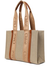 Chloé Woody Embroidered Linen Tote Bag