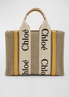 Chloé Woody Small Tote Bag in Linen with Crossbody Strap