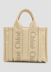 Chloé Woody Small Tote Bag in Recycled Nylon with Crossbody Strap