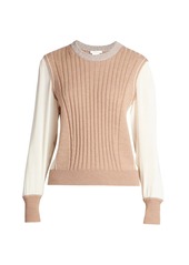 Chloé Wool & Silk Georgette Mixed Media Sweater