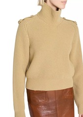 Chloé Wool-Cashmere Button-Shoulder Sweater