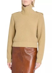 Chloé Wool-Cashmere Button-Shoulder Sweater