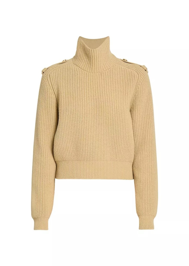 Chloé Wool-Cashmere Button-Shoulder Sweater