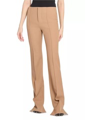 Chloé Wool Pintuck Step-Hem Trousers