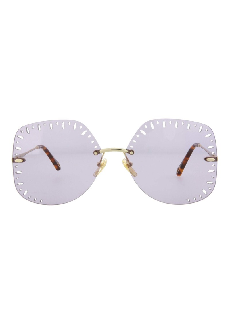 Chloé YSE Square-Frame Metal Sunglasses