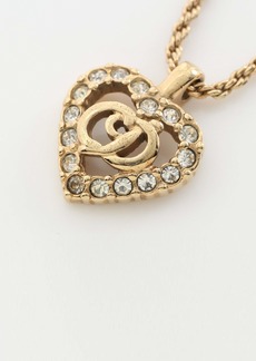 Christian Dior Cd Logo Necklace Heart Gp Rhinestone Gold Clear