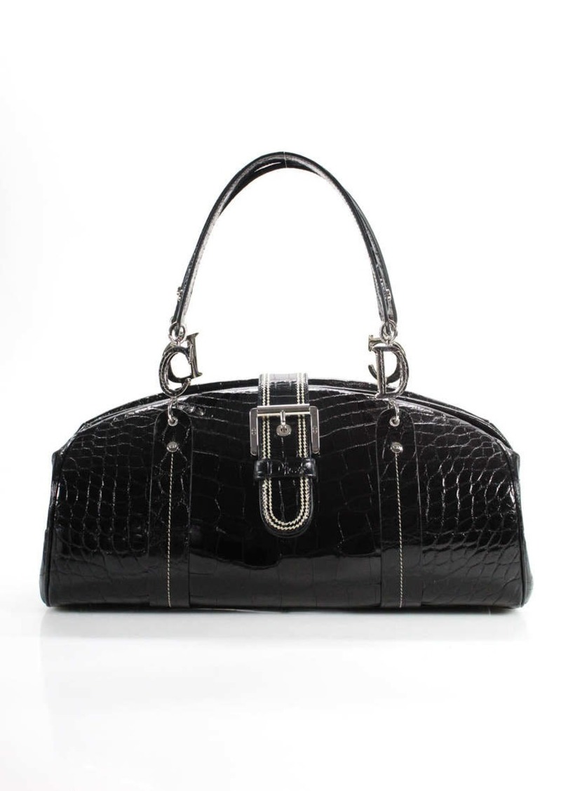 Christian Dior Crocodile Limited Edition Leather Satchel Handbag Black