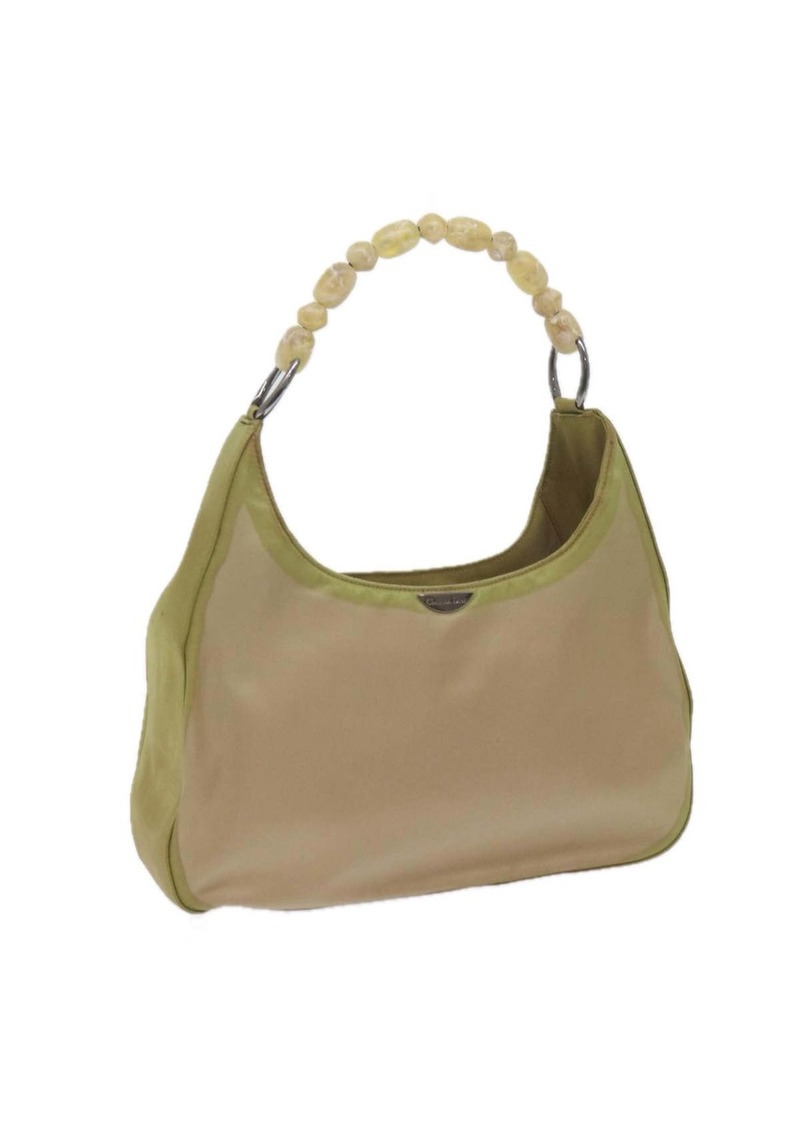 Christian Dior Maris Pearl Shoulder Bag Nylon Khaki