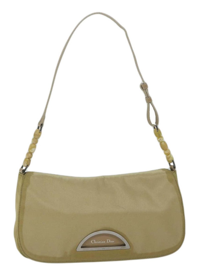 Christian Dior Maris Pearl Shoulder Bag Nylon Khaki