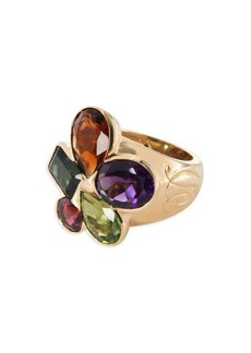 Christian Dior Multi Colored Gemstone Cocktail Ring In 18K Yellow Gold