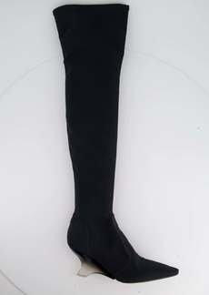 Christian Dior Over-The-Knee Canvas Boots With Pvc Heel Detail