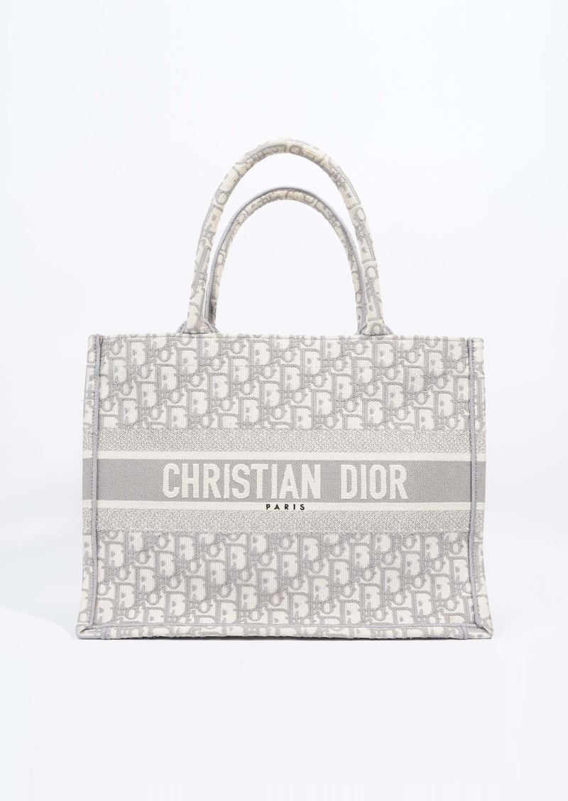 Christian Dior Small Book / Silver Oblique Embroidery Canvas