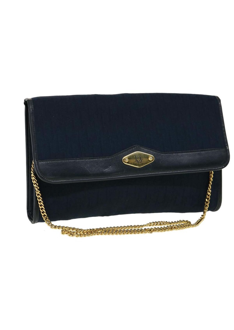 Christian Dior Trotter Canvas Chain Shoulder Bag Navy