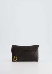 Christian Dior Vintage Saddle Wallet In Ostrich Leather With Gold Hardware