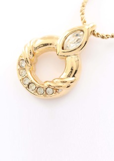 Christian Dior Circle Necklace Gp Rhinestone Gold