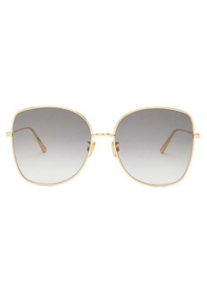 Christian Dior Dior - Diorstellaire Square Metal Sunglasses - Womens - Grey Gold
