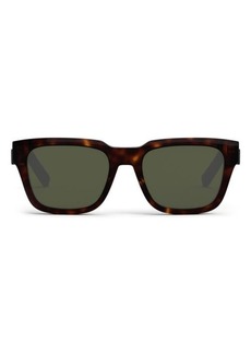 Christian Dior DIOR B23 53mm Rectangular Sunglasses in Dark Havana /Green at Nordstrom