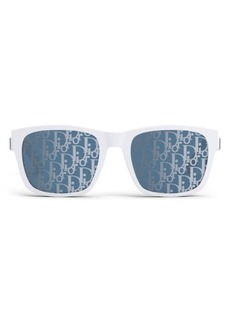 Christian Dior DIOR B23 58mm Square Sunglasses in White/Other /Blu Mirror at Nordstrom