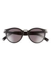 Christian Dior Dior Blacksuit 51mm Round Sunglasses in Shiny Black /Smoke at Nordstrom