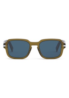Christian Dior Dior Blacksuit 52mm Rectangular Sunglasses in Shiny Dark Green /Blue at Nordstrom
