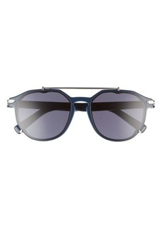 Christian Dior DIOR Blacksuit 56mm Aviator Sunglasses in Shiny Blue /Blue at Nordstrom