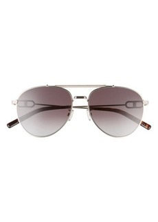 Christian Dior DIOR Link 56mm Aviator Sunglasses in Shiny Palladium /Smoke at Nordstrom