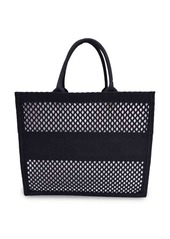 Christian Dior Dior Mesh Embroidered Large Book Tote In Black Canvas