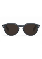Christian Dior DiorBlacksuit 51mm Round Sunglasses in Shiny Blue /Brown at Nordstrom