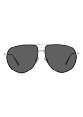 Christian Dior DiorBlackSuit 58mm Aviator Sunglasses in Shiny Palladium /Smoke at Nordstrom