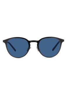Christian Dior DiorEssential 50mm Round Sunglasses in Matte Black /Blue at Nordstrom