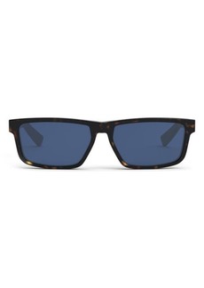 Christian Dior DioRider 57mm Rectangular Sunglasses in Dark Havana /Blue at Nordstrom