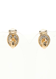 Christian Dior Earrings Gp Rhinestone Gold Clear