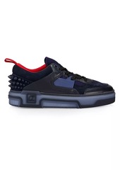 Christian Louboutin Astroloubi Mesh-Paneled Leather & Suede Sneakers