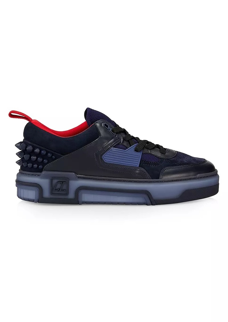 Christian Louboutin Astroloubi Mesh-Paneled Leather & Suede Sneakers