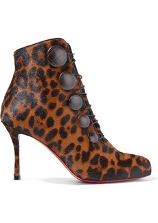 Christian Louboutin Booton 85 Leather-trimmed Leopard-print Calf Hair Ankle Boots
