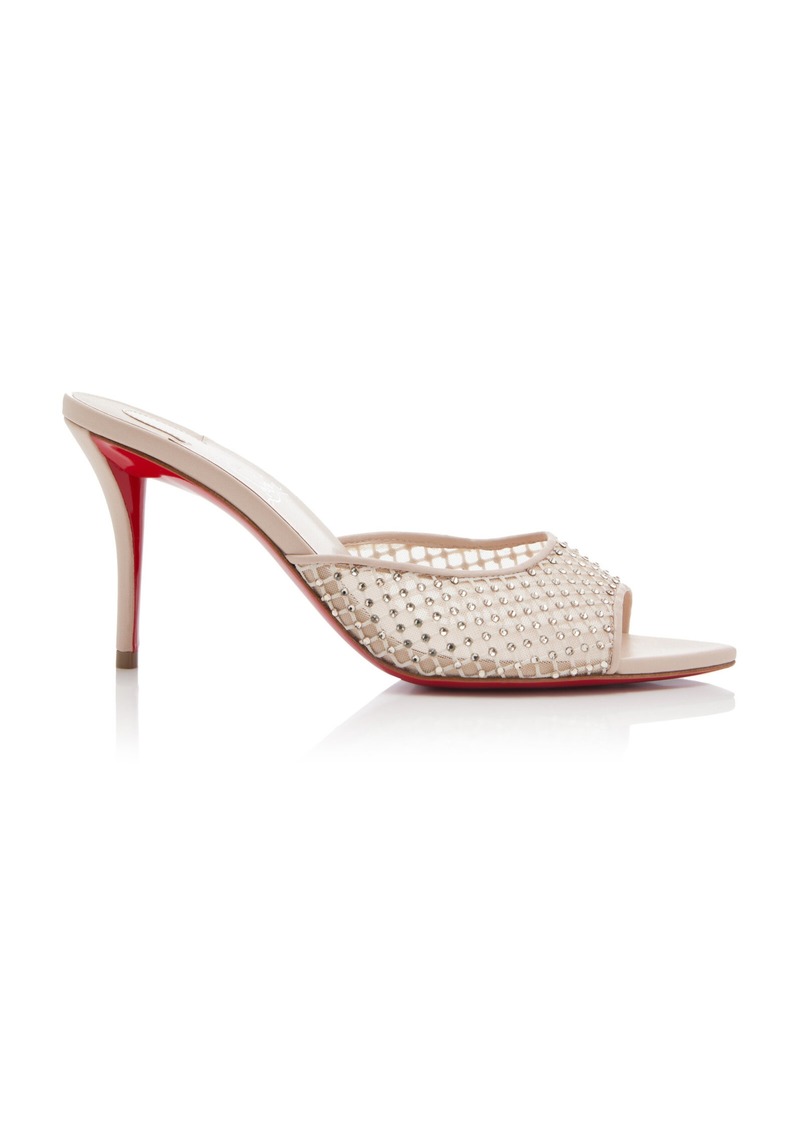 Christian Louboutin - Apostropha 80mm Crystal-Embellished Leather Mules - Neutral - IT 38.5 - Moda Operandi