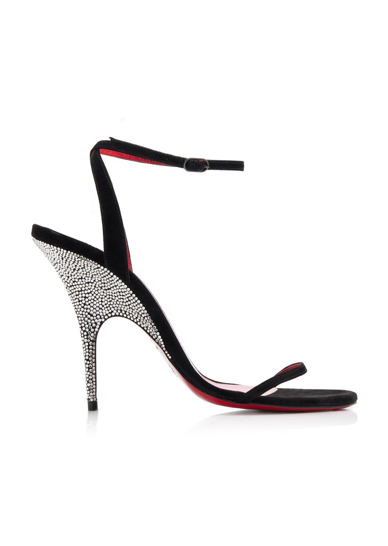 Christian Louboutin - Arch Queen 100mm Embellished Suede Sandals - Black - IT 38.5 - Moda Operandi