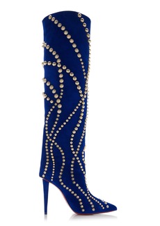 Christian Louboutin - Astrilarge Botta 100mm Studded Suede Boots - Blue - IT 37 - Moda Operandi