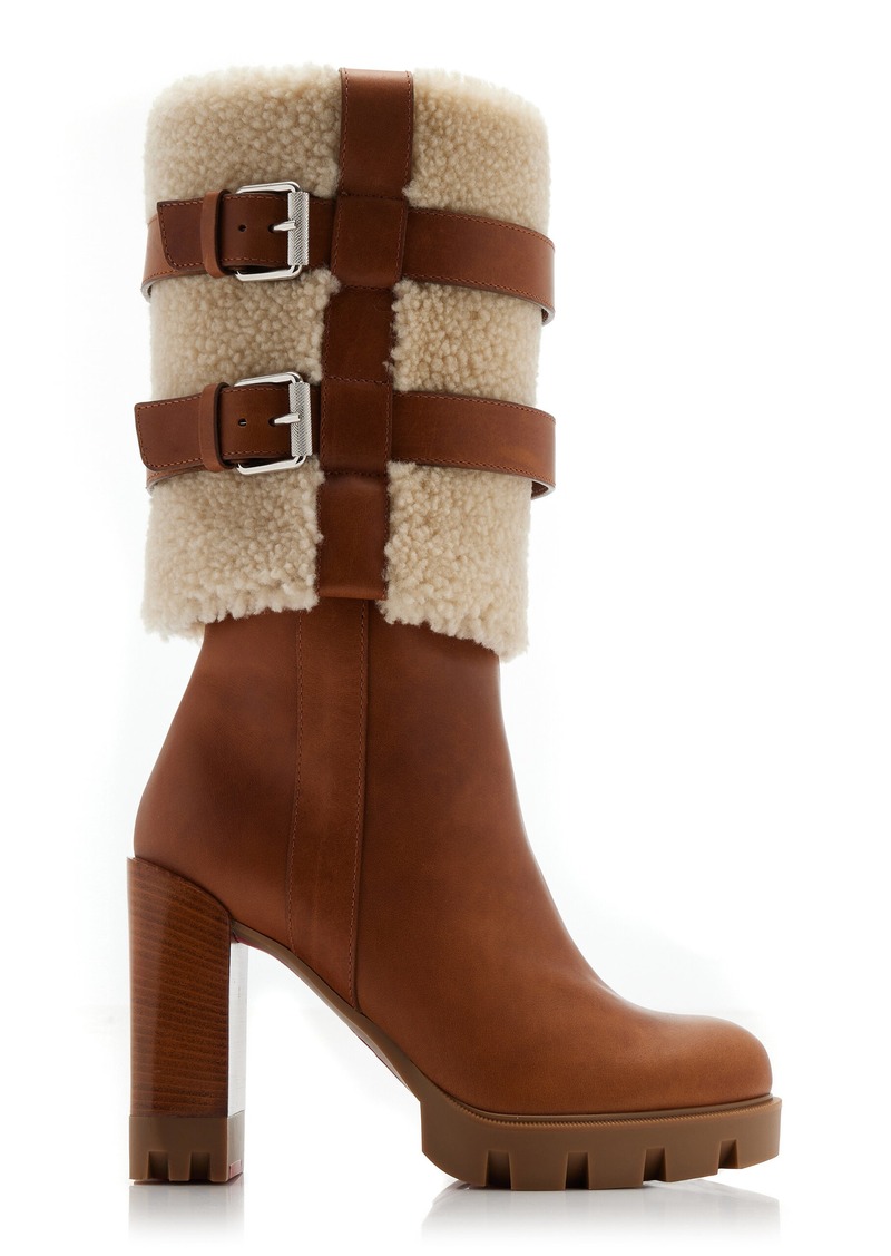 Christian Louboutin - Brodeback 100mm Shearling Ankle Boots - Tan - IT 36 - Moda Operandi