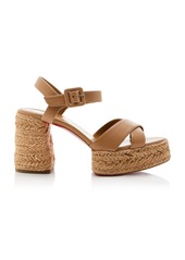 Christian Louboutin - Calakala 70mm Leather Platform Sandals - Tan - IT 39 - Moda Operandi