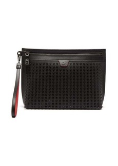 Christian Louboutin - Citypouch Spike-embellished Leather Pouch - Mens - Black