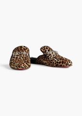 CHRISTIAN LOUBOUTIN - Coolito Swing embellished leopard-print calf hair slippers - Animal print - EU 35