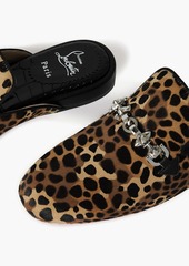 CHRISTIAN LOUBOUTIN - Coolito Swing embellished leopard-print calf hair slippers - Animal print - EU 35