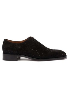 Christian Louboutin - Corteo Crystal-studded Suede Oxford Shoes - Mens - Black