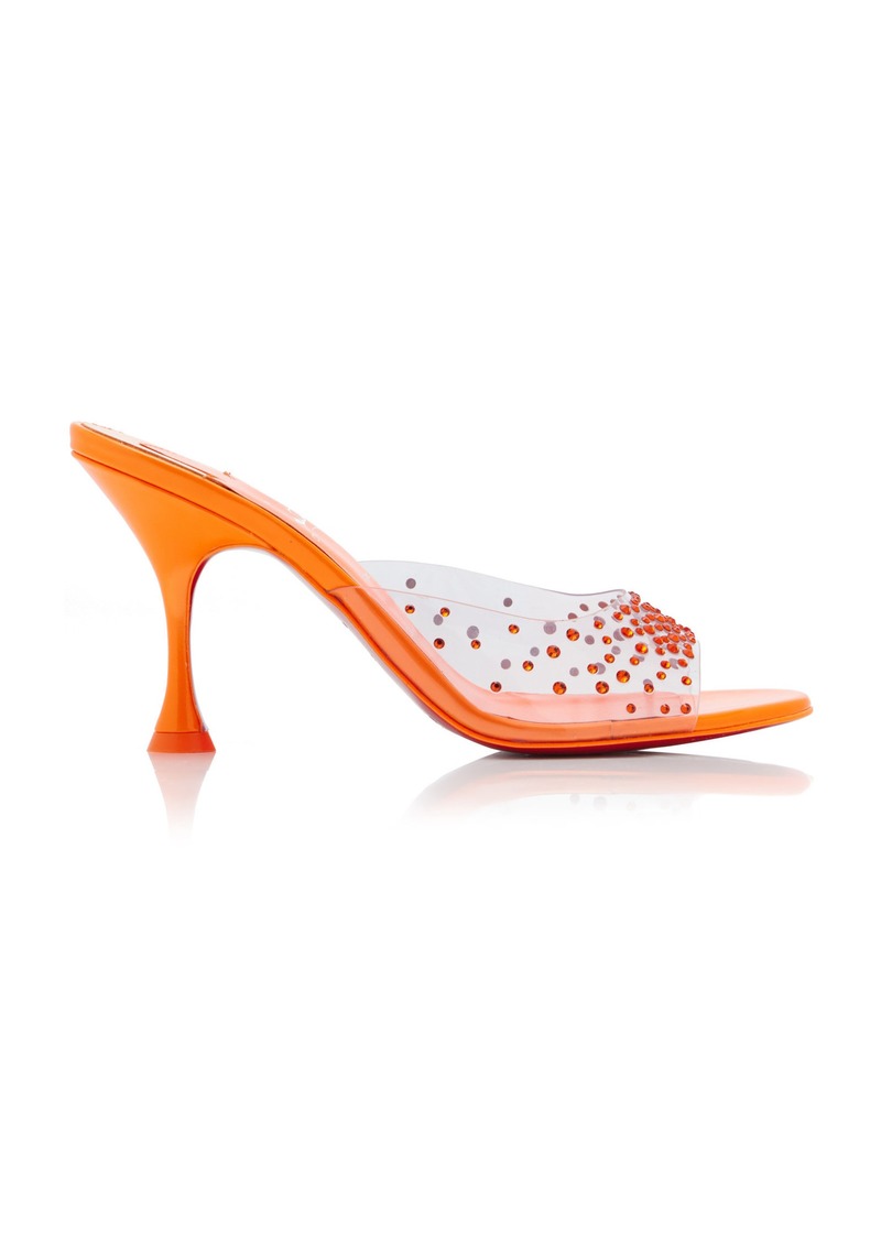 Christian Louboutin - Degramule 85mm Crystal-Embellished PVC Mules - Orange - IT 37.5 - Moda Operandi