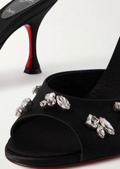 Christian Louboutin - Degraqueen 85 crystal-embellished satin mules - Black - EU 34