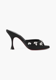 CHRISTIAN LOUBOUTIN - Degraqueen 85 crystal-embellished satin mules - Black - EU 34