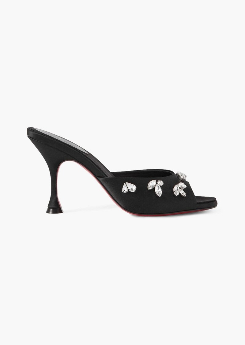 Christian Louboutin - Degraqueen 85 crystal-embellished satin mules - Black - EU 34